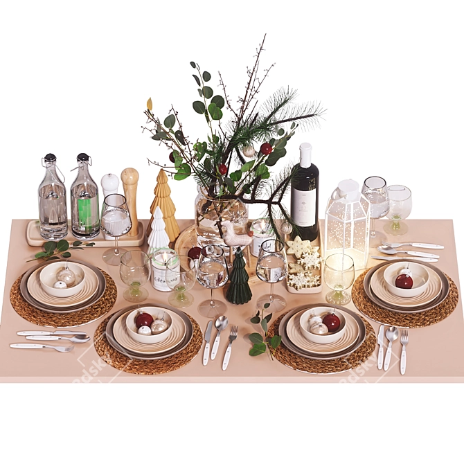 Festive Table Decor 3D model image 1