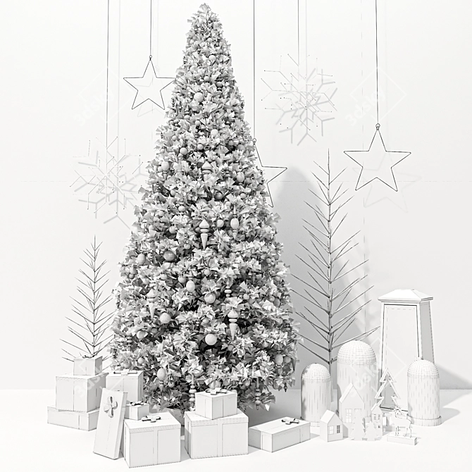 Festive Christmas Decor Set 3D model image 5