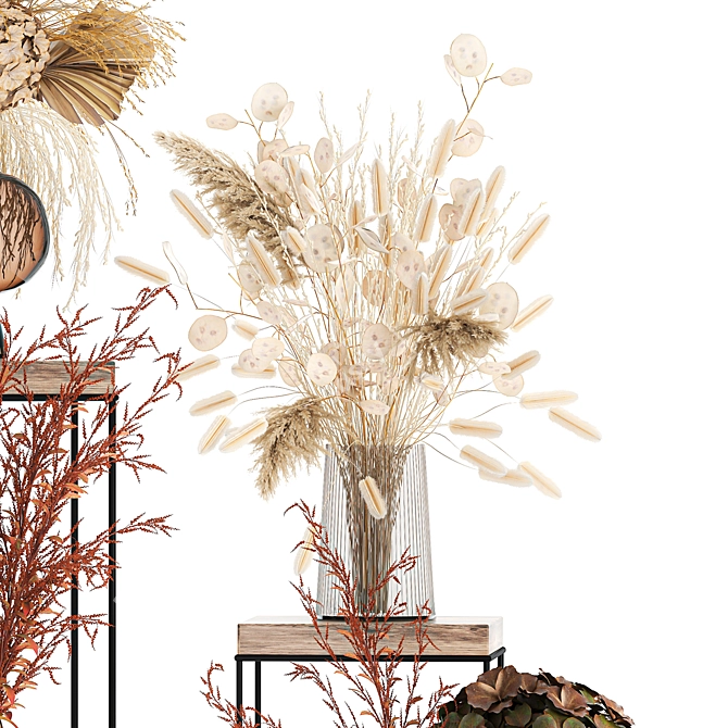 Dried Autumn Bouquet: Stabilized Florals & Pampas Grass 3D model image 5