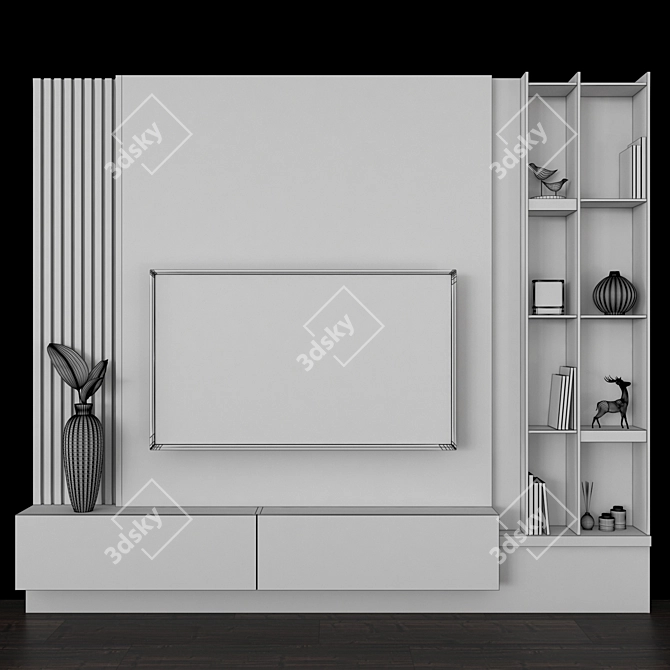 Sleek TV Wall Set with 65" Screen 3D model image 4
