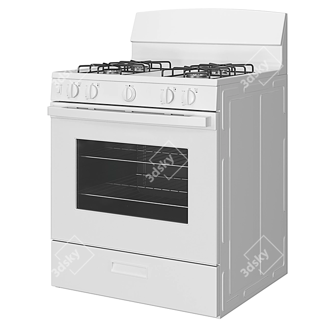 GE 4-Burner Gas Range - Freestanding 3D model image 3