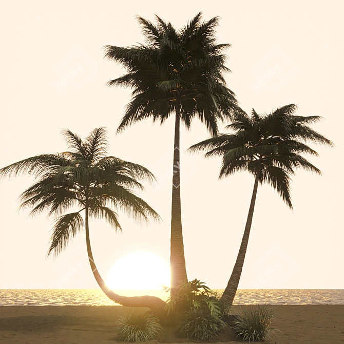Coastal Palm Garden: Resort Paradise 3D model image 3