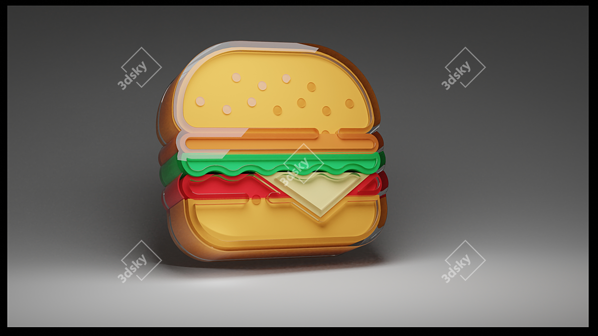 3D Burger Delight 3D model image 1