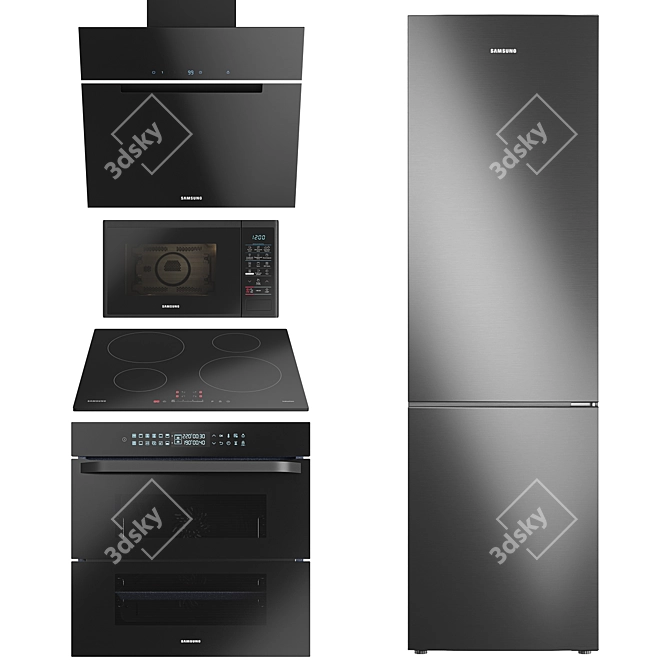 Samsung Kitchen Appliance Set 3D model image 1