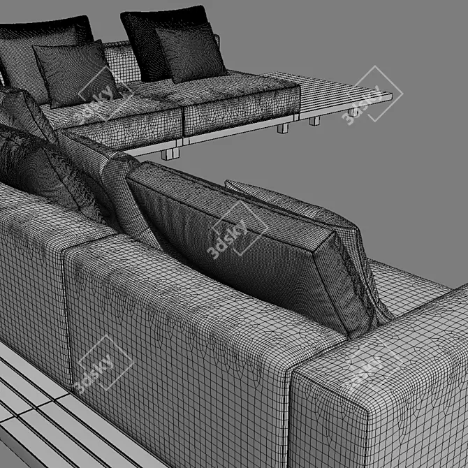 Elegant Vis-à-Vis Sofa by Tribu 3D model image 4