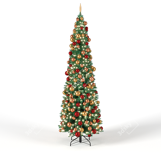 Christmas Tree 3D Model with Lights & Ornaments 3D model image 4