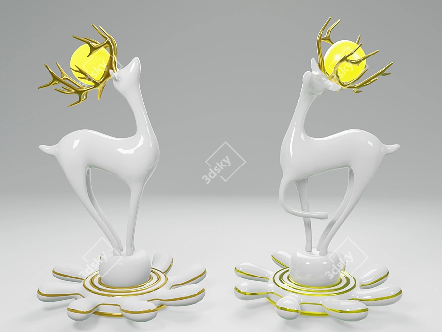 Elegant Porcelain Deer Sculpture 3D model image 1