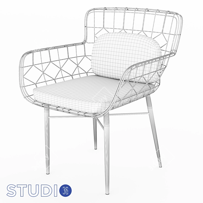 Vintage Style Metal Chair 3D model image 4