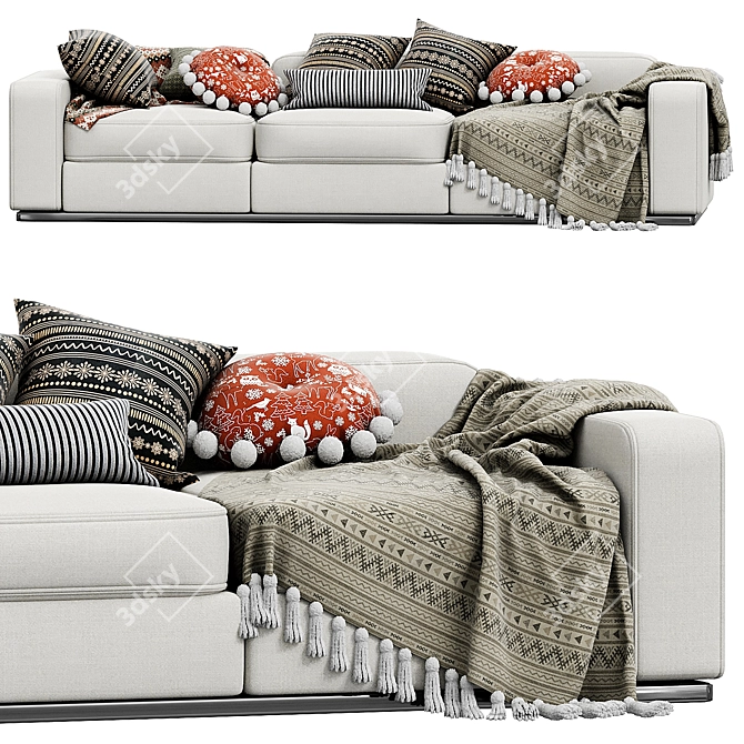 Elegant Beauty 3-Seater Sofa 3D model image 1