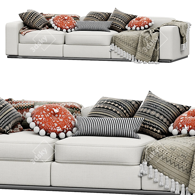 Elegant Beauty 3-Seater Sofa 3D model image 2