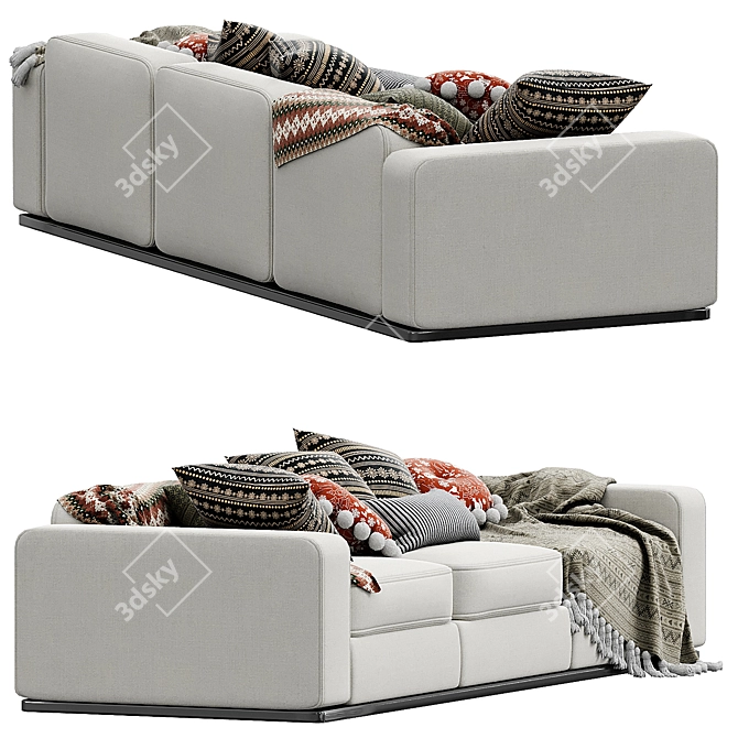 Elegant Beauty 3-Seater Sofa 3D model image 4