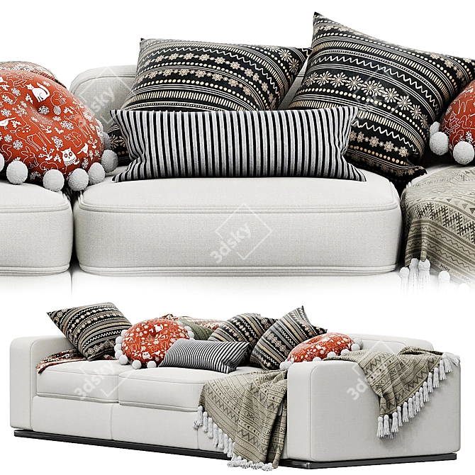 Elegant Beauty 3-Seater Sofa 3D model image 5