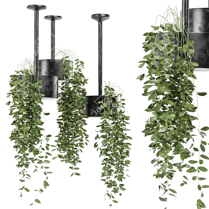 Metal Box Hanging Plant Set 3D model image 1