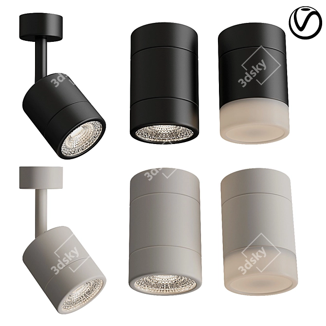 Letroh Ceiling Spot: Adjustable Lighting 3D model image 1