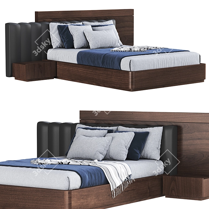 Contemporary Double Storage Bed 3D model image 1