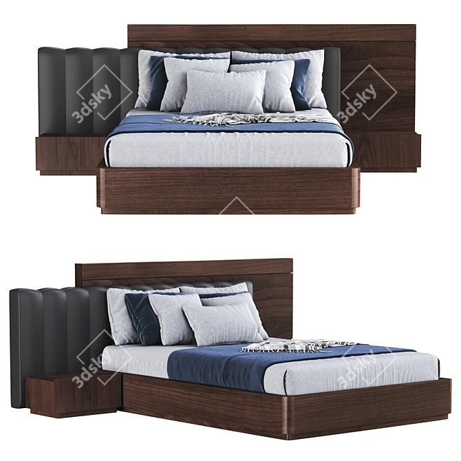 Contemporary Double Storage Bed 3D model image 2