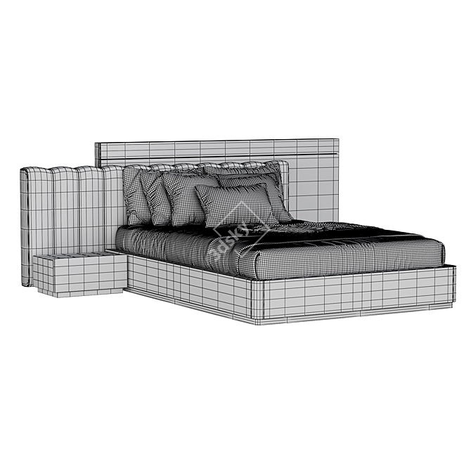 Contemporary Double Storage Bed 3D model image 3