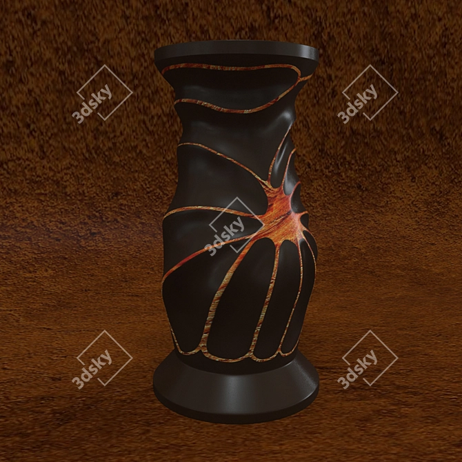 Rustic Mango Wood "Thoughts" Vase 3D model image 1