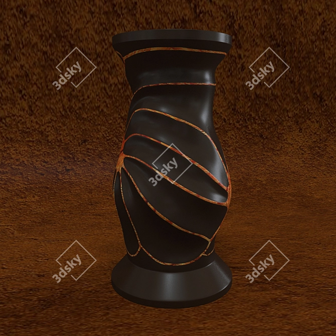 Rustic Mango Wood "Thoughts" Vase 3D model image 2