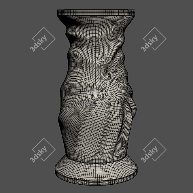 Rustic Mango Wood "Thoughts" Vase 3D model image 3