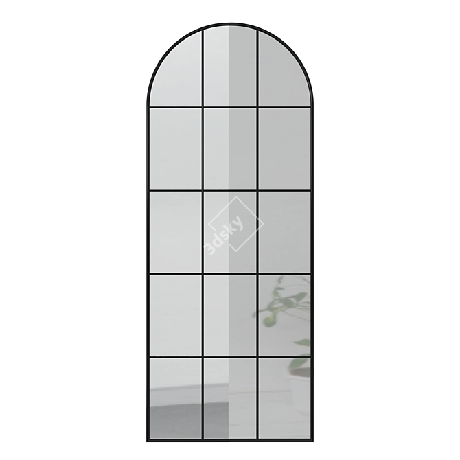 Oscar Window Mirror: Black Metal Wall Decor 3D model image 1