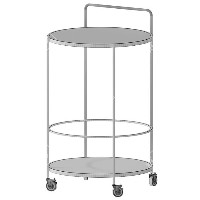 Paola Glass and Gold Metal Kitchen Trolley 3D model image 2