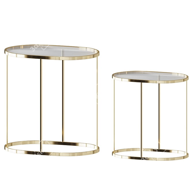 Elegant Glass & Gold Side Tables 3D model image 1