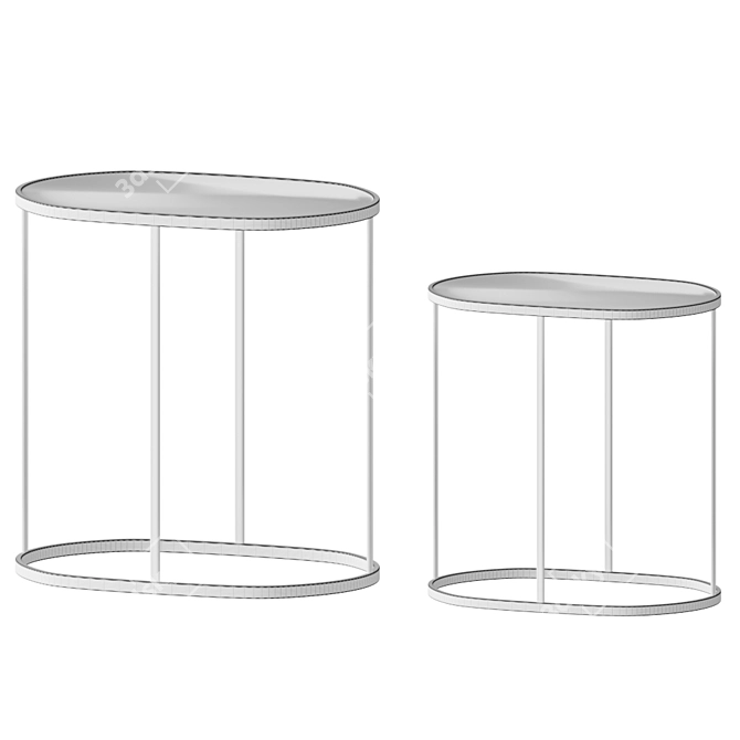 Elegant Glass & Gold Side Tables 3D model image 2