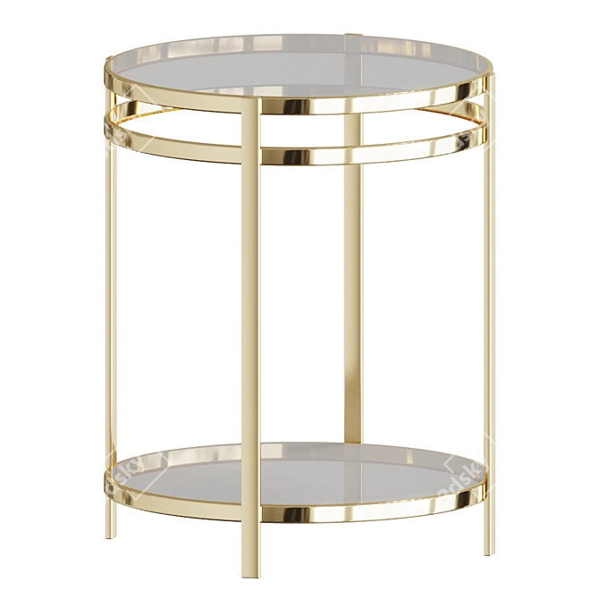 Golden Glass Coffee Table with Dual Surfaces 3D model image 1