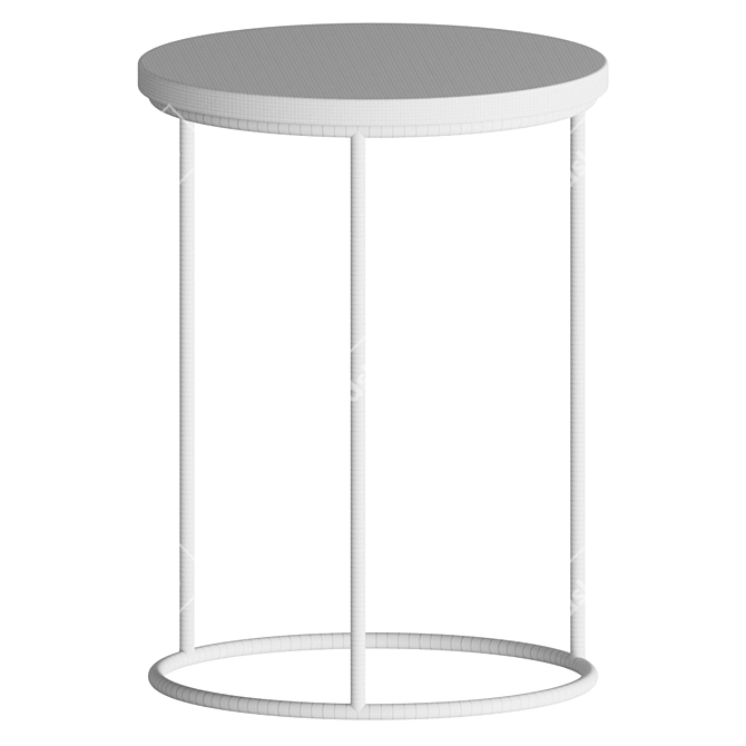 Golden Metal Stone Top Side Table 3D model image 2