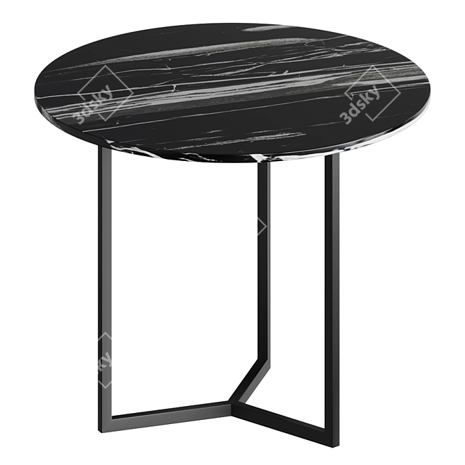 Marble & Metal Side Table 3D model image 1
