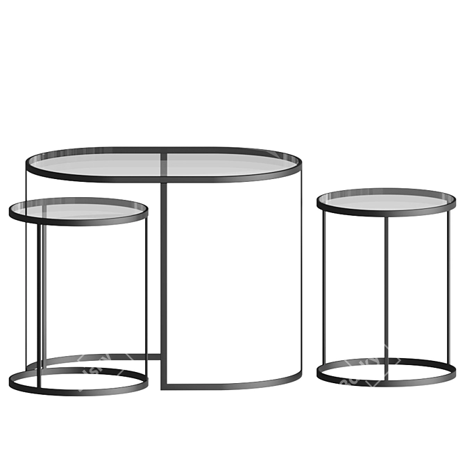 Erick Marble and Metal Side Tables (Set of 3) 3D model image 1