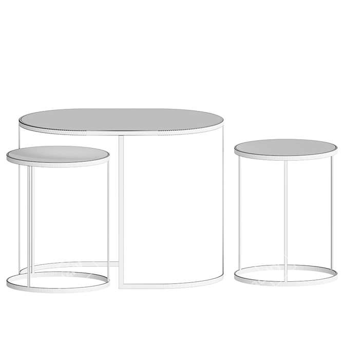 Erick Marble and Metal Side Tables (Set of 3) 3D model image 2