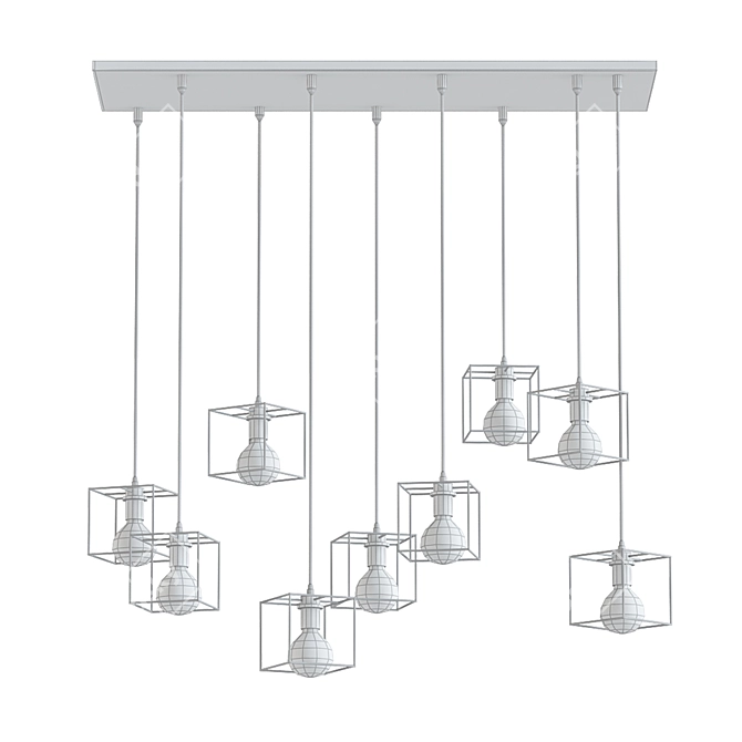 Sleek Rectangle Pendant Light 3D model image 2