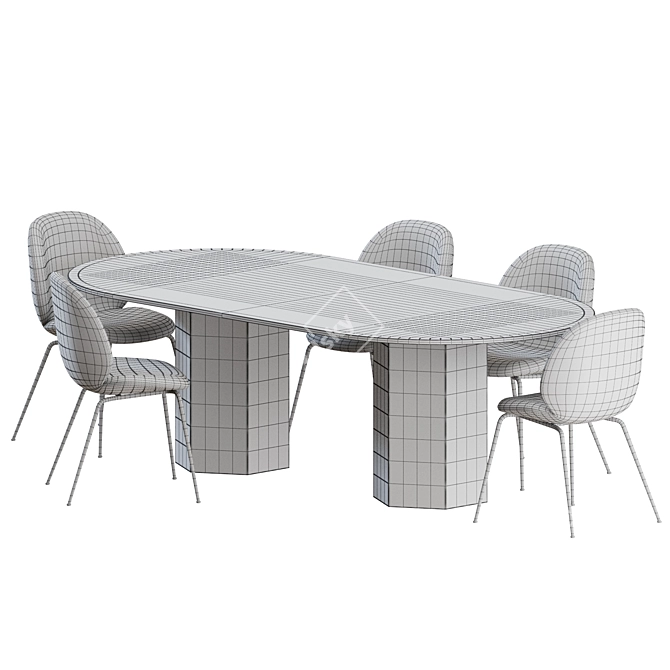 Gubi Beetle Chair Dining Set 3D model image 2