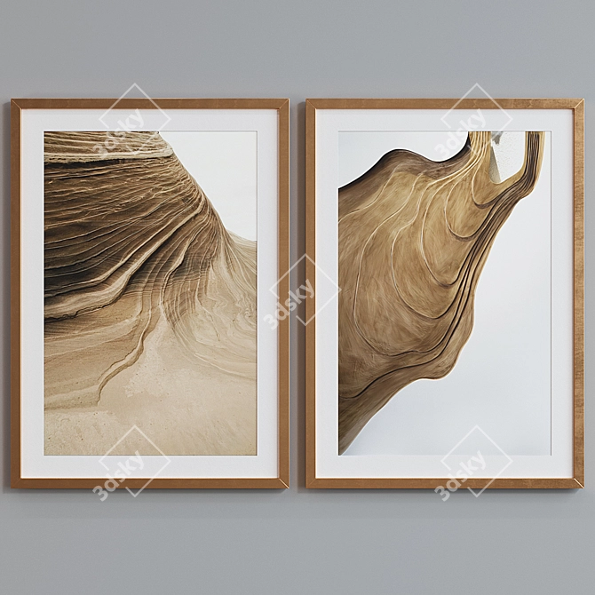 Abstract Dune Picture Frame Set 3D model image 2