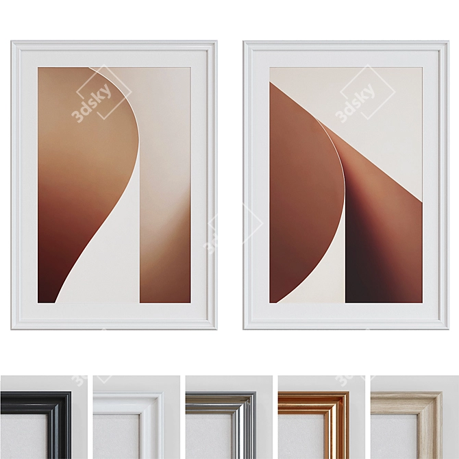 Modern Frame Set: Abstract Line Designs 3D model image 1