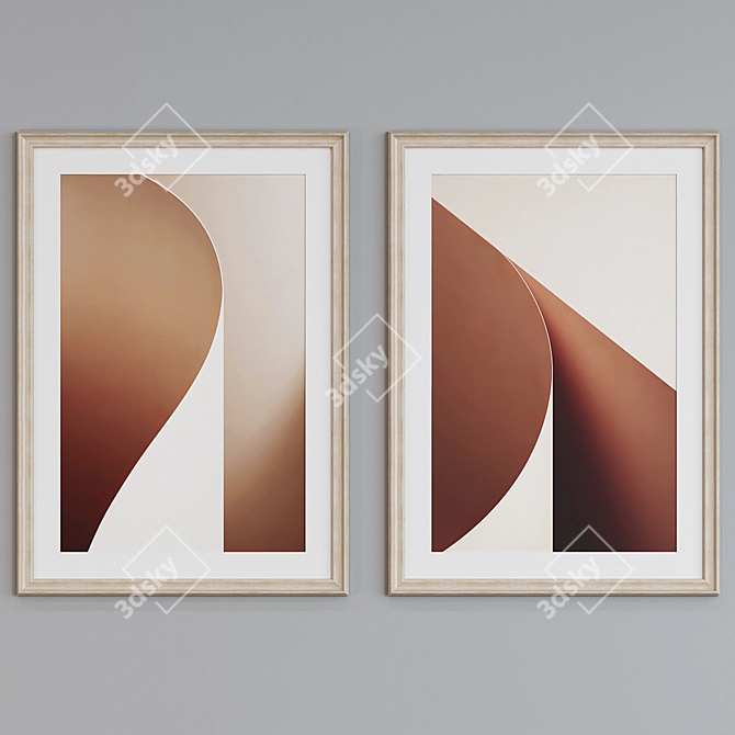 Modern Frame Set: Abstract Line Designs 3D model image 2