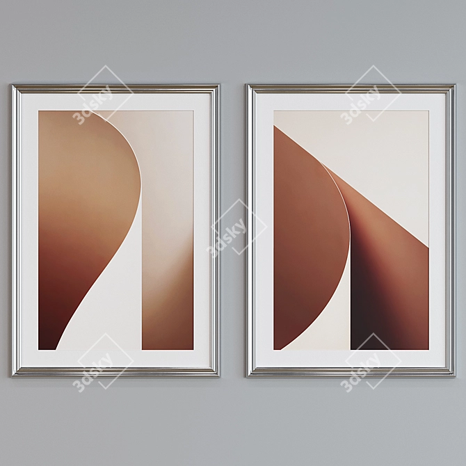 Modern Frame Set: Abstract Line Designs 3D model image 4