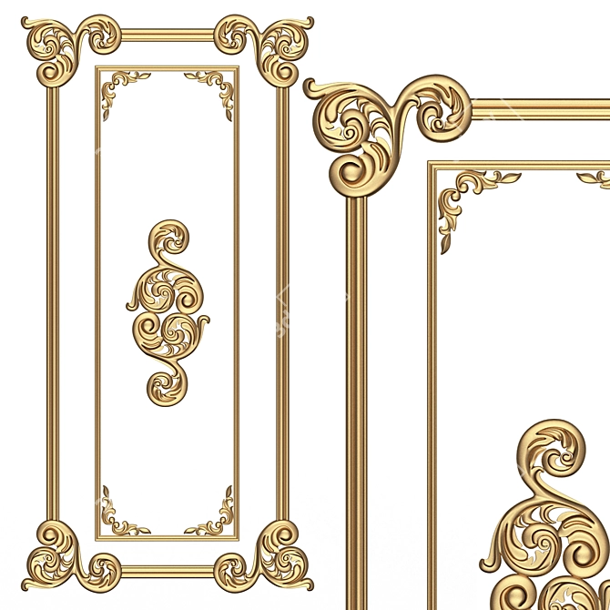 Elegant Carved Decoration Panel 3D model image 1