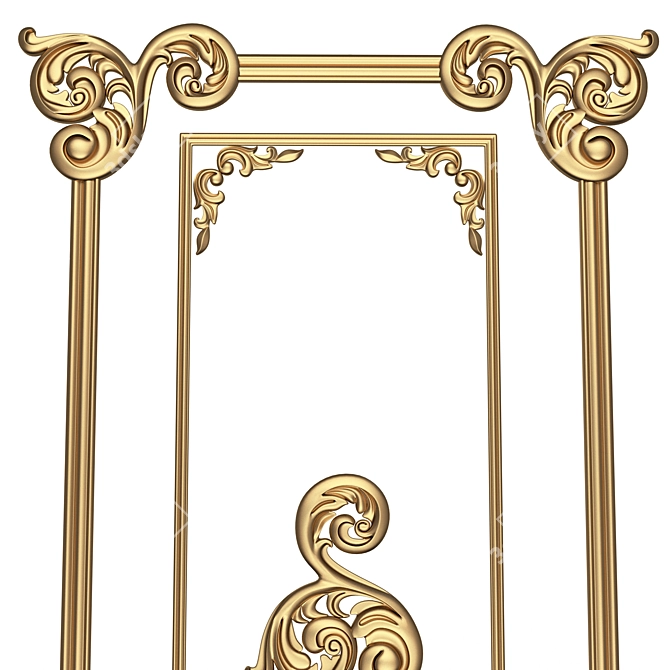 Elegant Carved Decoration Panel 3D model image 4