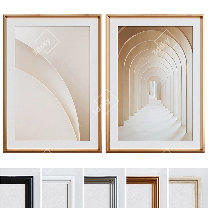 Modern Architectural Picture Frame Set 3D model image 1