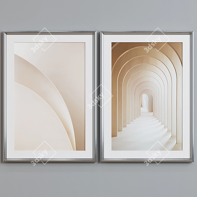 Modern Architectural Picture Frame Set 3D model image 5