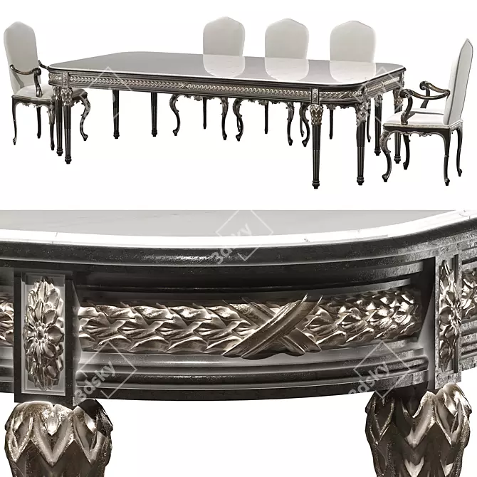 Elegant Victoria Dining Set 3D model image 1