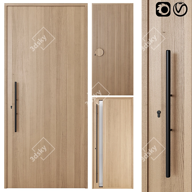 Solid Oak Entry Doors: Variety Pack 3D model image 1