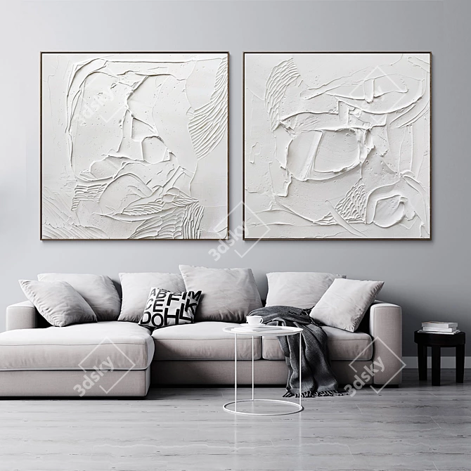 Abstract Plaster Square Frames 3D model image 3