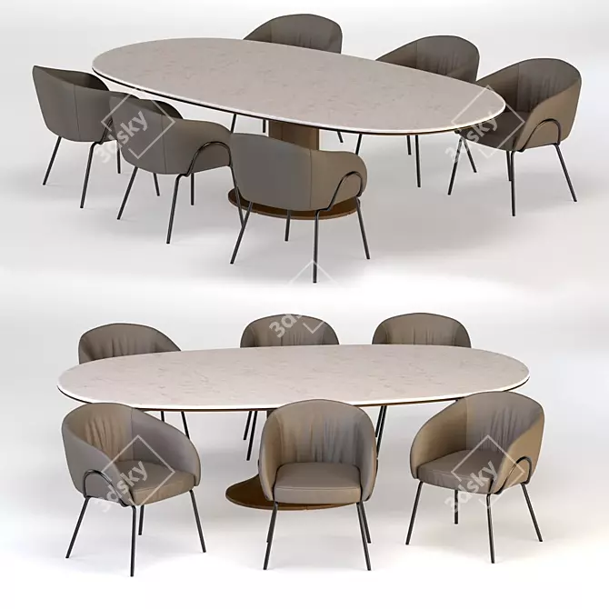 Elegant Giorgetti Mizar Table & Iko Dining Chair 3D model image 2