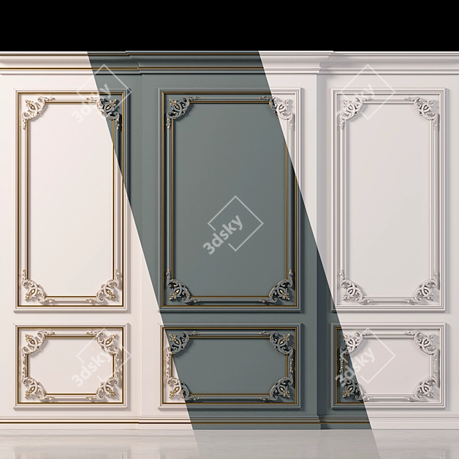 Elegant Wall Molding Design 3D model image 1