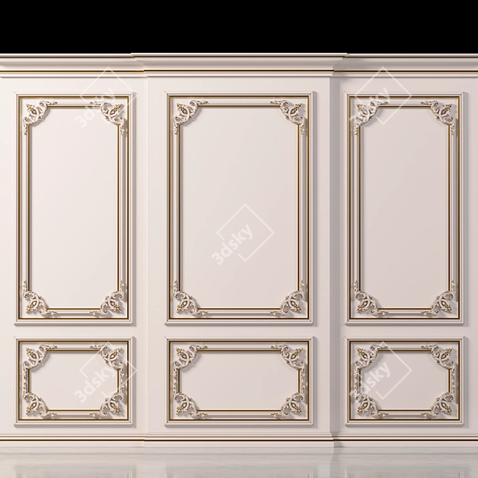 Elegant Wall Molding Design 3D model image 3