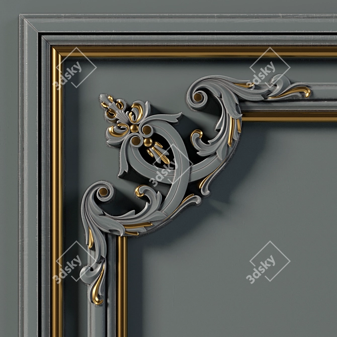 Elegant Wall Molding Design 3D model image 5